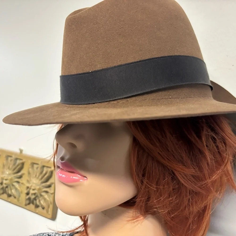 New! Biltmore Classic Brown Fedora Hat with Black Band-Sz 7 - Picture 2 of 6